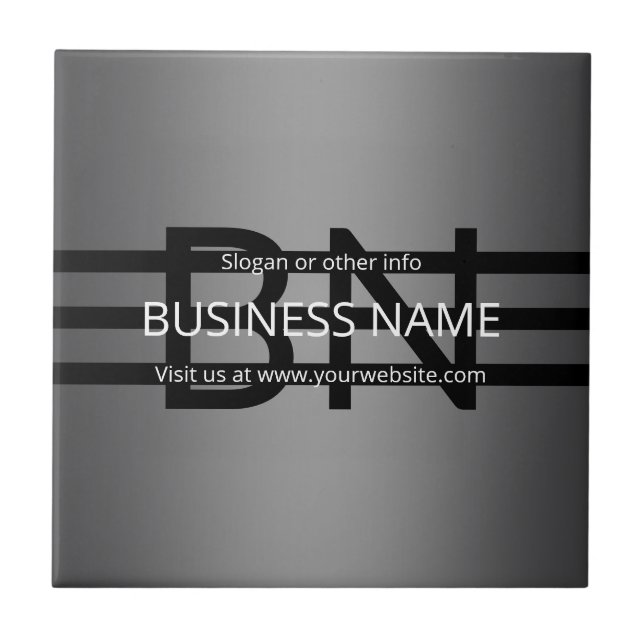 Modern Grey Gradient & Horizontal Black Stripes Ceramic Tile (Front)