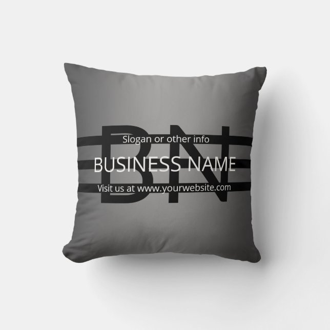 Modern Grey Gradient & Horizontal Black Stripes Cushion (Front)
