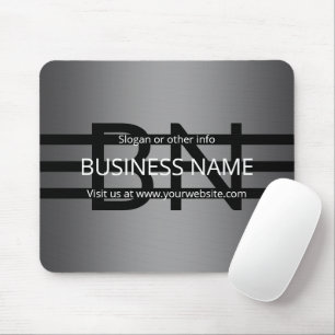 Modern Grey Gradient & Horizontal Black Stripes Mouse Pad
