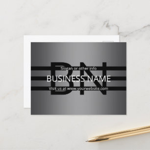 Modern Grey Gradient & Horizontal Black Stripes Postcard