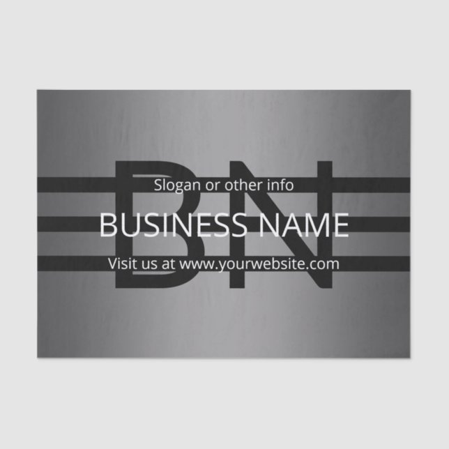 Modern Grey Gradient & Horizontal Black Stripes Tissue Paper (Front)