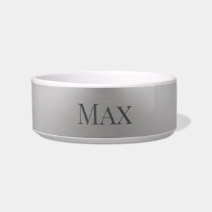 Modern Grey Gradient with Name Template Pet Bowl