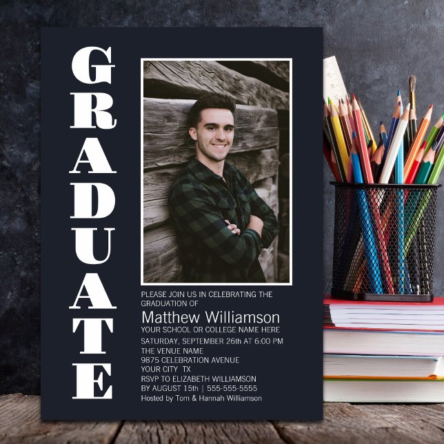 Modern Grey Graduation Party Invitation (Creator Uploaded)