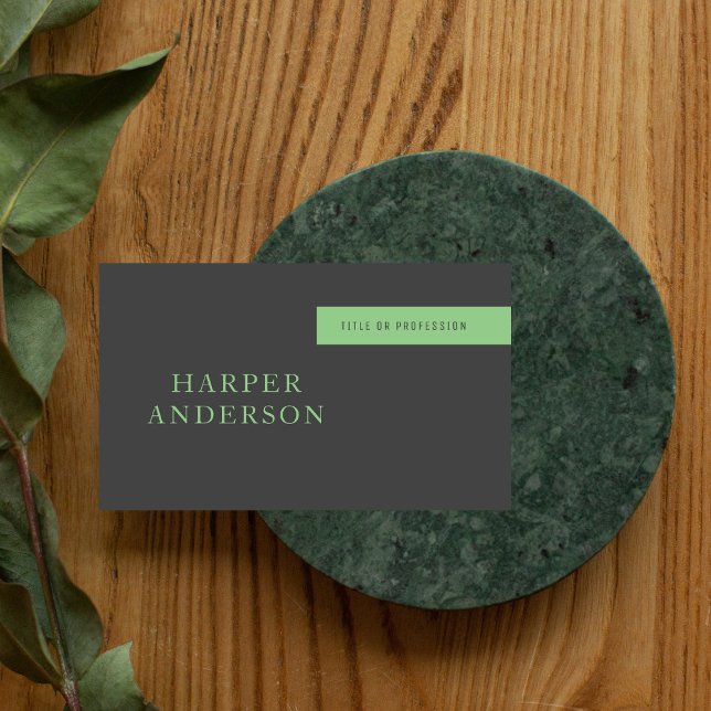 Modern Grey & Green Professional Business Card (Creator Uploaded)