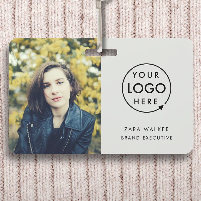 Modern Grey ID Card | Logo Photo Business Staff ID Badge (Creator Uploaded)