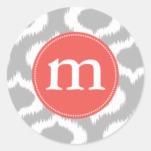 Modern Grey Ikat Diamonds Personalised Classic Round Sticker