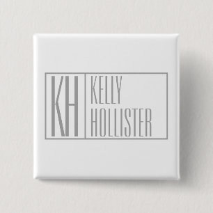 Modern Grey Initials & Name Logo 15 Cm Square Badge