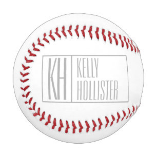 Modern Grey Initials & Name Logo Baseball