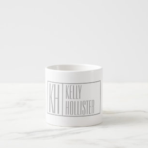 Modern Grey Initials & Name Logo Espresso Cup