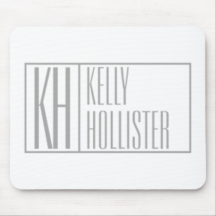 Modern Grey Initials & Name Logo Mouse Pad