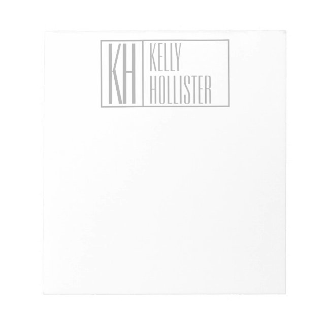 Modern Grey Initials & Name Logo Notepad (Front)