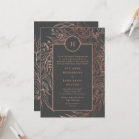 Modern Grey Iron Ore Rose Gold Monogram Wreath