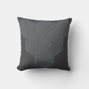 Modern Grey Isometric Optical Illusion Throw Pillo Cushion