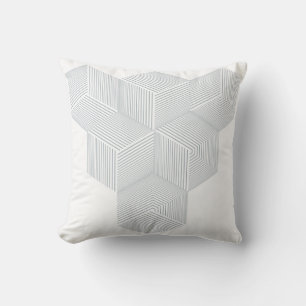 Modern Grey Isometric Optical Illusion Throw Pillo Cushion