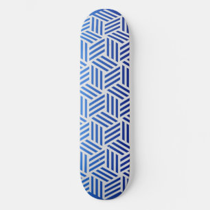 Modern Grey Isometric Weave Pattern Skateboard