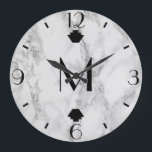 Modern Grey Marble Art Deco Finials Large Clock<br><div class="desc">This black, white, and grey clock is the perfect accent to your vintage art deco decor! Whether for an office, bedroom, or your any room! It's stylish black and grey marble design is on trend. The sophisticated art deco black finials add a bit of class to this minimalist vintage clock....</div>