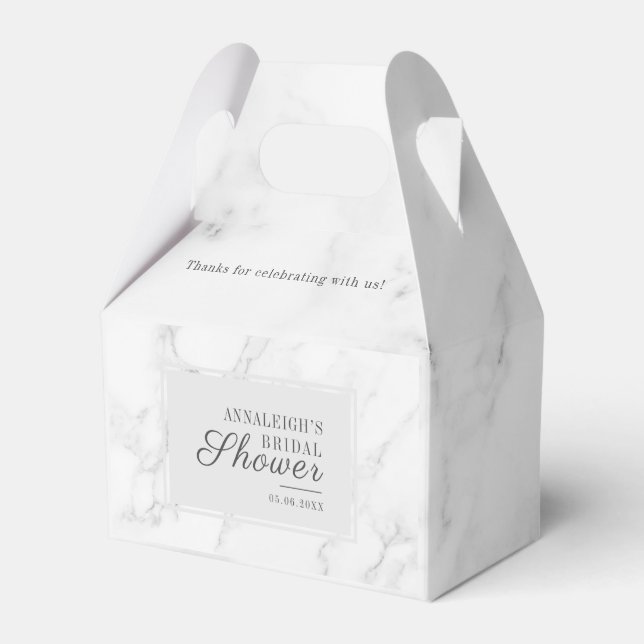 Modern Grey Marble Pattern Script Bridal Shower Favour Box (Front Side)