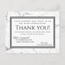 Modern Grey Marble Thank You for your Order Card