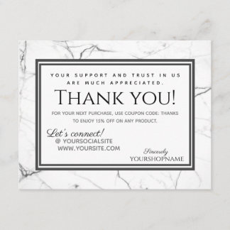 Modern Grey Marble Thank You for your Order Card