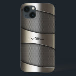 Modern Grey Metallic Geometric Design iPhone 13 Case<br><div class="desc">Modern grey geometric shiny metallic look design. Custom monogram. Shine and metallic look is a digital illusion and not real shine.</div>