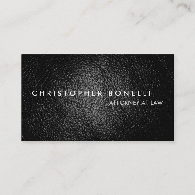 Modern Grey Minimalist Leather Plain Business Card (Front)