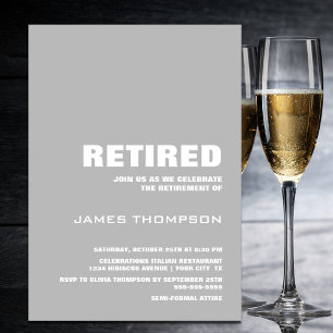 Modern Grey Minimalist Retirement Party Invitation