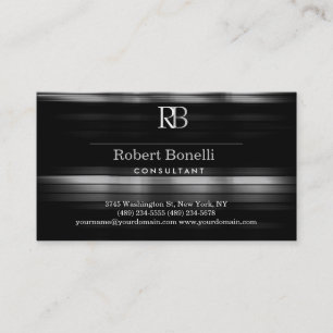 Modern Grey Monogram Business Card