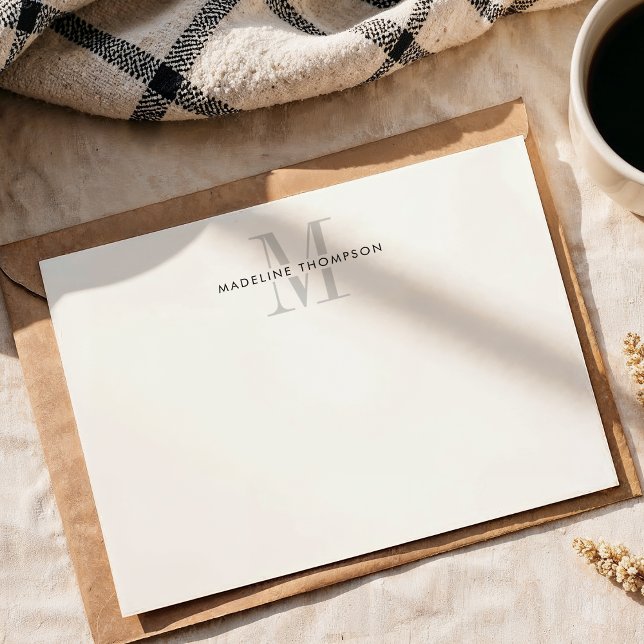 Modern Grey Monogram Card (Creator Uploaded)