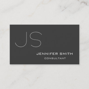 Modern Grey Monogram Consultant Business Card
