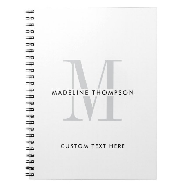 Modern Grey Monogram Notebook (Front)