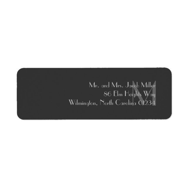Modern Grey Monogram Return Address Labels (Front)