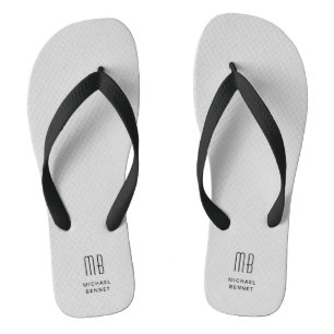 Modern Grey Monogram Thongs