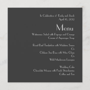 Modern Grey Monogram Wedding Menus