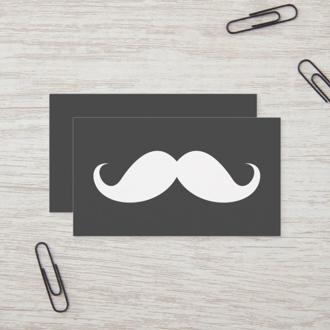 Modern grey moustache professional business card (Front/Back In Situ)