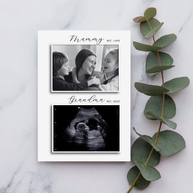 Modern Grey Mummy Pregnancy Reveal Ultrasound Invitation (Creator Uploaded)