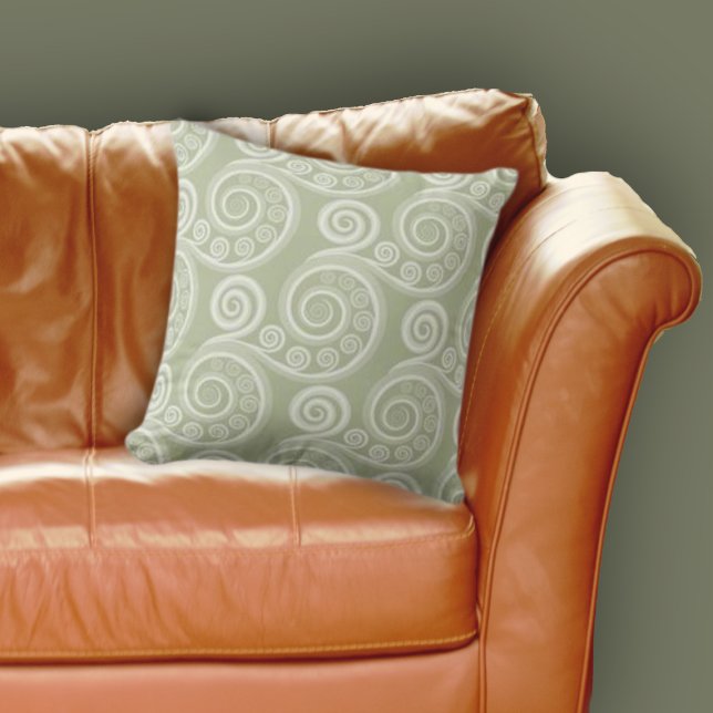 Modern Grey Nature Inspired  Fern Curl Pattern Cushion (Modern Grey Nature Inspired Fern Curl Pattern Throw Pillow, Living Room Accessories)