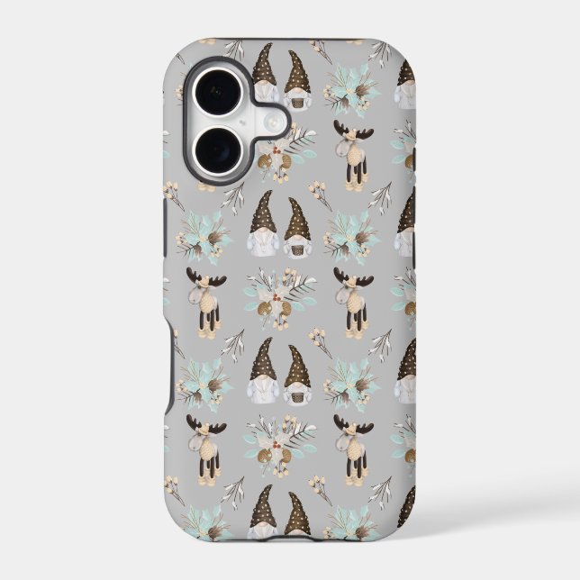 Modern Grey Neutral Gnome Christmas Pattern Case-M (Back)