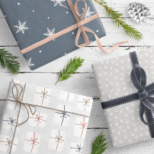 Modern Grey Neutral Scandinavian Pattern Wrapping Paper Sheet
