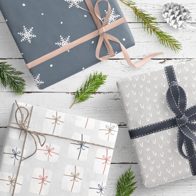 Modern Grey Neutral Scandinavian Pattern Wrapping Paper Sheet (Creator Uploaded)
