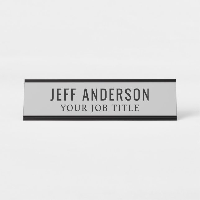Modern Grey Office Employee Desk Name Plate (Front)