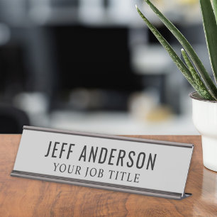 Modern Grey Office Employee Desk Name Plate