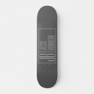 Modern, Grey on Dark Grey, Initials & Name Logo Skateboard