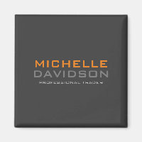 Modern Grey Orange Bold Text Minimalist Name