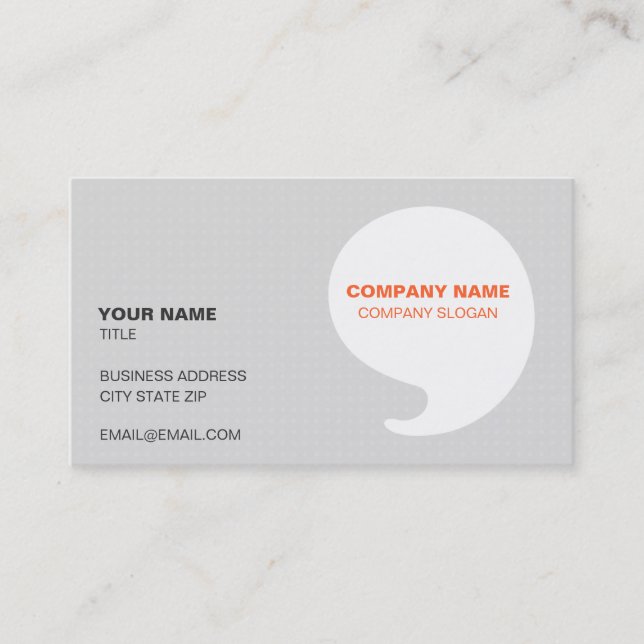 Modern Grey & Orange Design Business Card (Front)