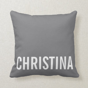 Modern Grey Personalised Name Pillow