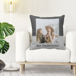 Modern Grey | Photo | Family Name Gift Cushion<br><div class="desc">Modern Grey | Photo | Family Name Gift</div>