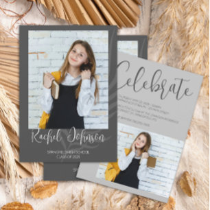 Modern Grey Photo Graduation Invitation