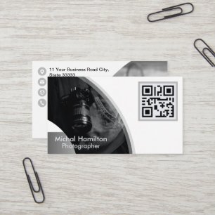 Modern Grey Photographer Business Card