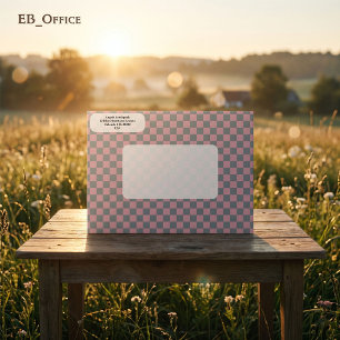 Modern Grey & Pink Chequered Return Address Envelope