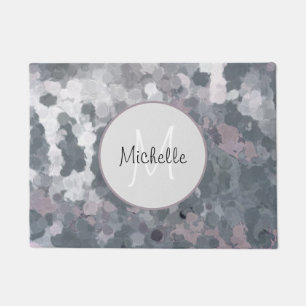Modern Grey Pink Circles Geometric Personalise   Doormat